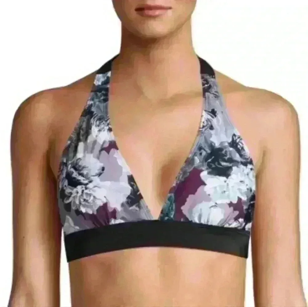 Gloria Vanderbilt Amanda Floral Banded Halter Bikini Swimsuit Top Size 16 - Picture 1 of 5
